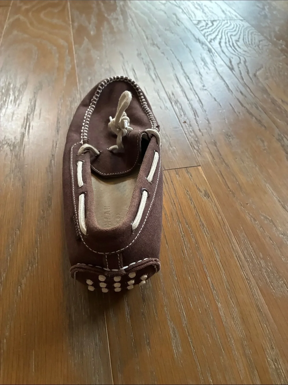 Cole Haan Brown Canvas Boat Shoes with White Laces